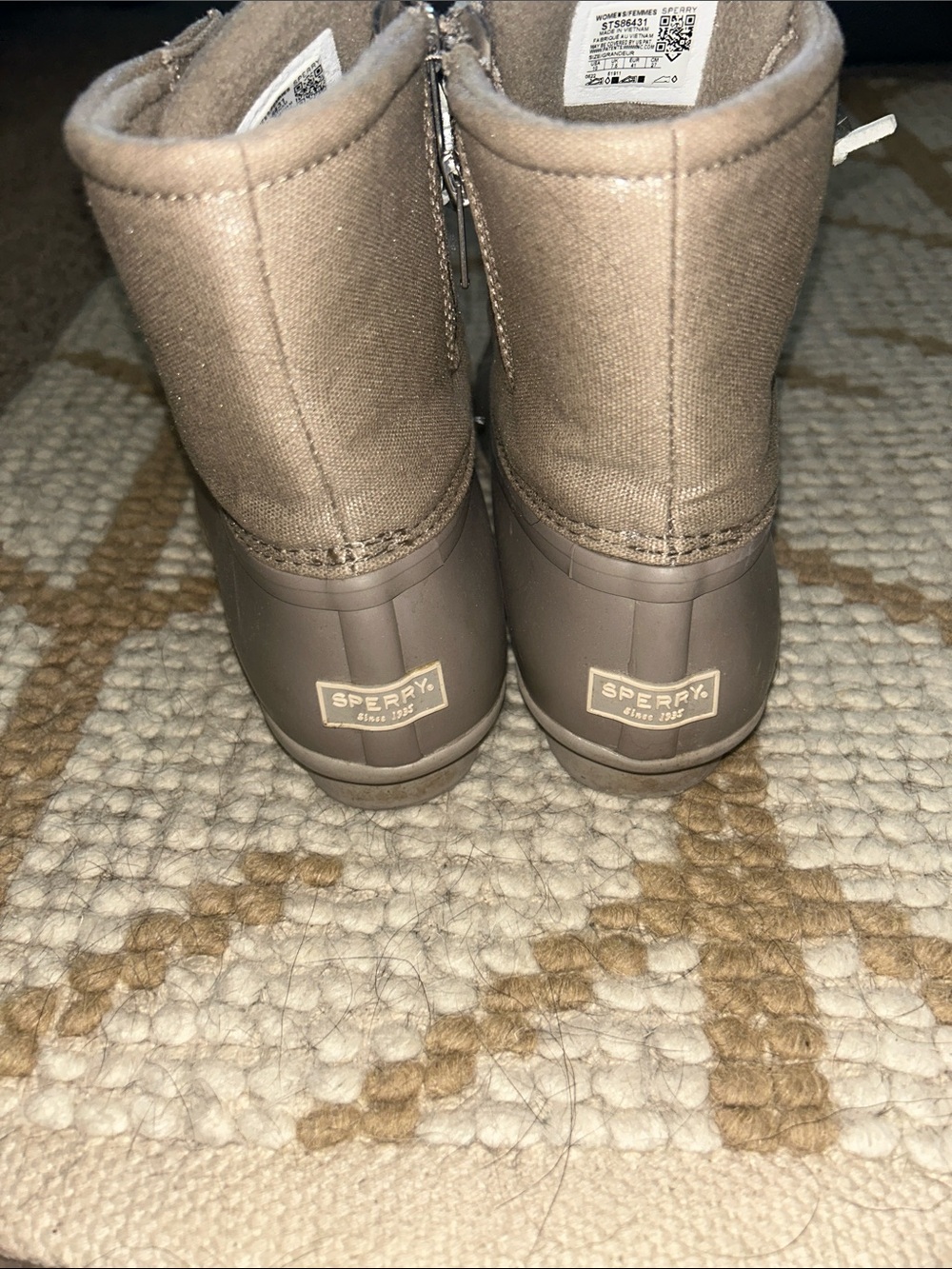 Sperry Taupe/Beige Rubber Duck Boots, Size 10 - Picture 4 of 6